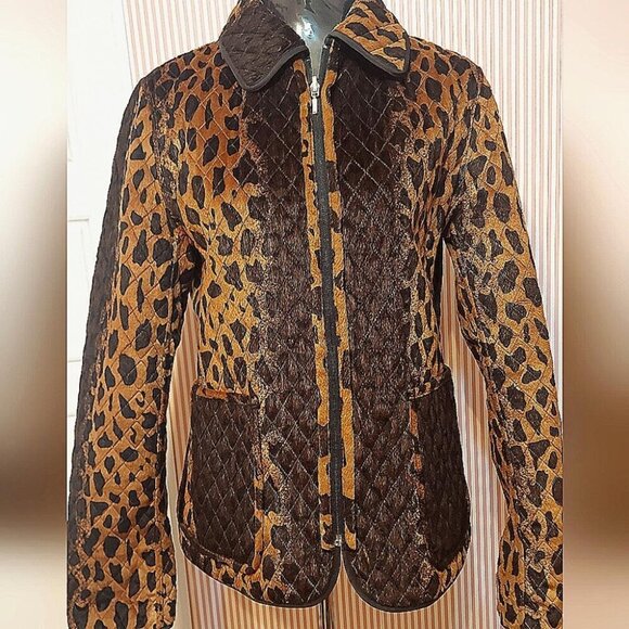 Leopard Print Reversible Quilted Jacket S Y2K Indie Sleaze Streetwear - Picture 2 of 14